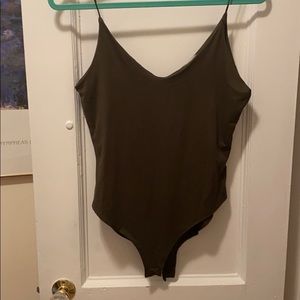 Never work olive green body suit